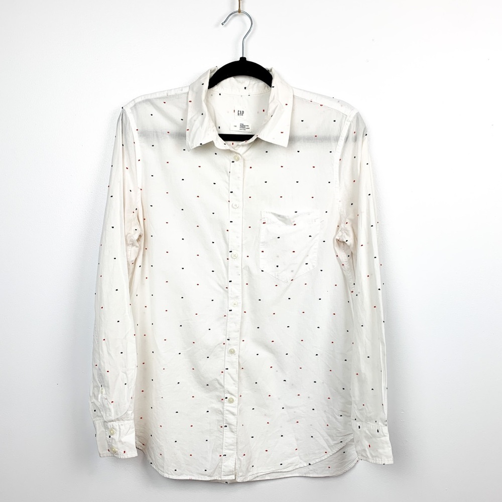 Speckled Polka Dot Button-Up Ladies Top - GAP